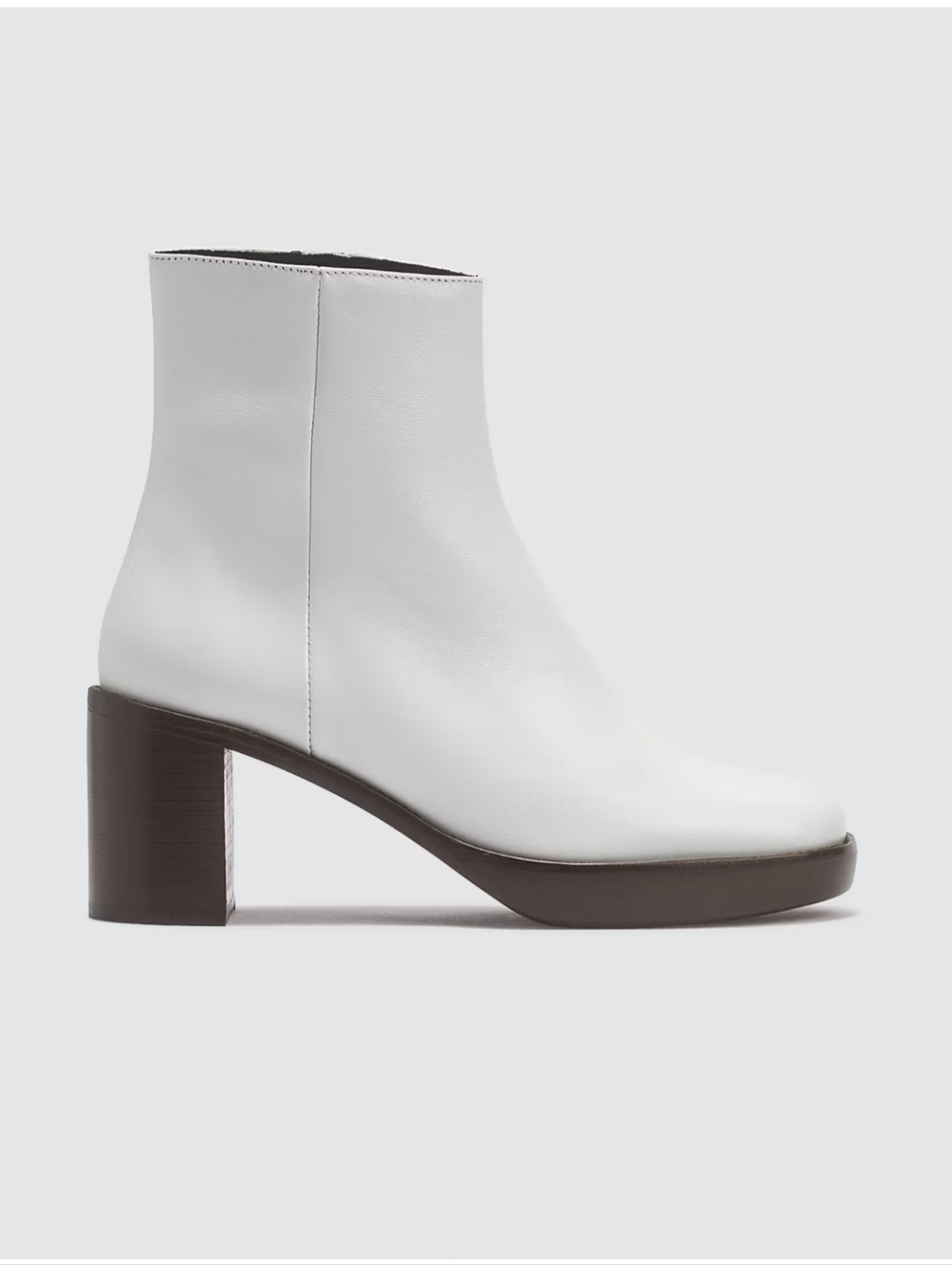 By Far Ellen White Leather Retro Minimalist Heeled Boots Size 37